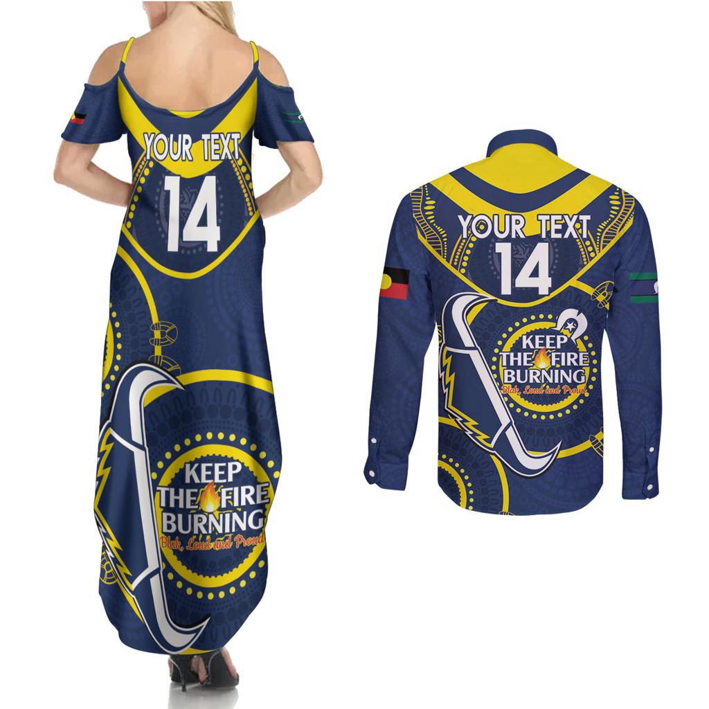 Custom NRL Cowboys NAIDOC Week Couples Matching Summer Maxi Dress and Long Sleeve Button Shirt Keep The Fire Burning Indigenous Art