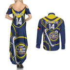 Custom NRL Cowboys NAIDOC Week Couples Matching Summer Maxi Dress and Long Sleeve Button Shirt Keep The Fire Burning Indigenous Art