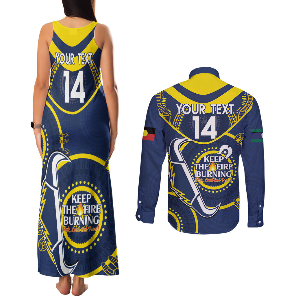 Custom NRL Cowboys NAIDOC Week Couples Matching Tank Maxi Dress and Long Sleeve Button Shirt Keep The Fire Burning Indigenous Art