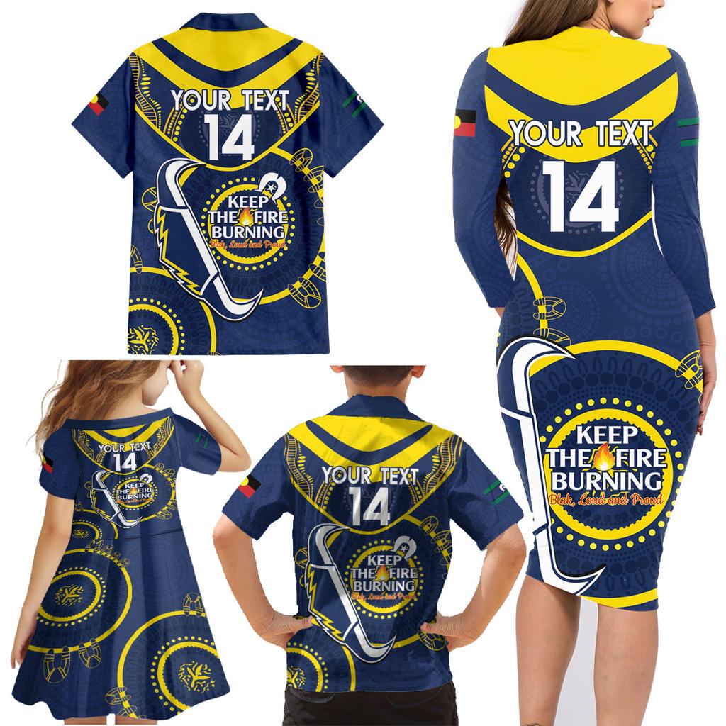 Custom NRL Cowboys NAIDOC Week Family Matching Long Sleeve Bodycon Dress and Hawaiian Shirt Keep The Fire Burning Indigenous Art
