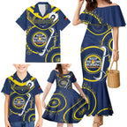Custom NRL Cowboys NAIDOC Week Family Matching Mermaid Dress and Hawaiian Shirt Keep The Fire Burning Indigenous Art
