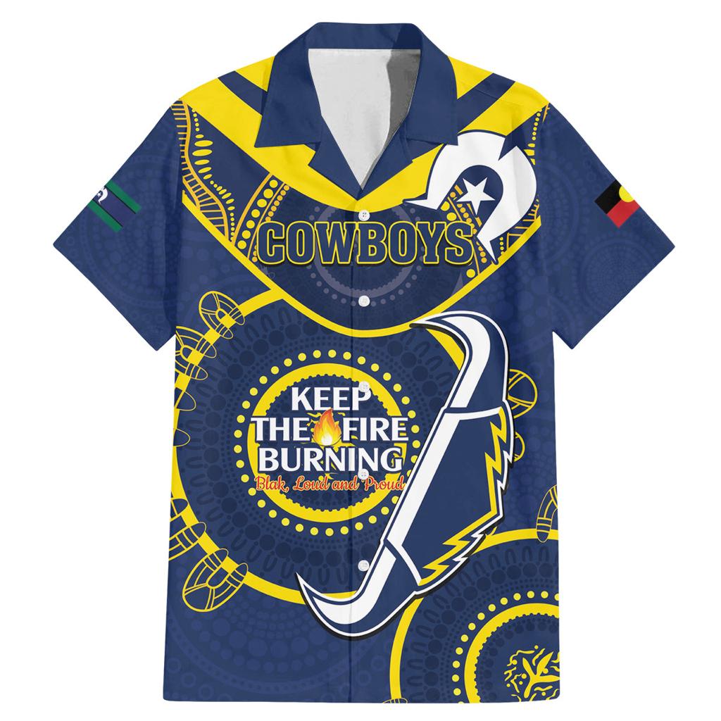 Custom NRL Cowboys NAIDOC Week Family Matching Mermaid Dress and Hawaiian Shirt Keep The Fire Burning Indigenous Art