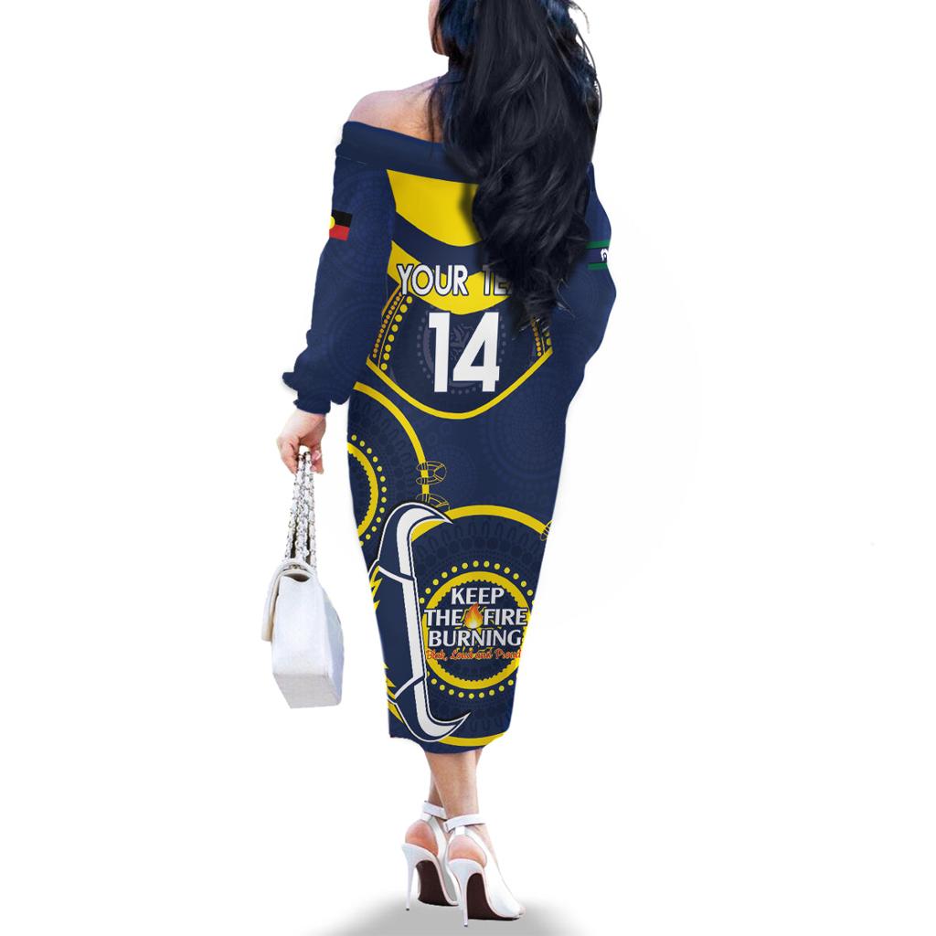 Custom NRL Cowboys NAIDOC Week Family Matching Off The Shoulder Long Sleeve Dress and Hawaiian Shirt Keep The Fire Burning Indigenous Art