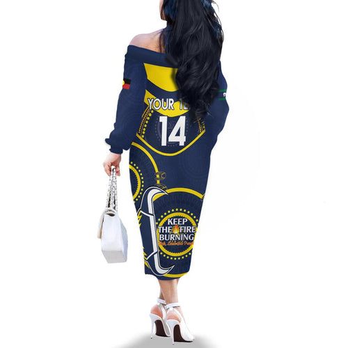 Custom NRL Cowboys NAIDOC Week Family Matching Off The Shoulder Long Sleeve Dress and Hawaiian Shirt Keep The Fire Burning Indigenous Art