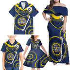 Custom NRL Cowboys NAIDOC Week Family Matching Off Shoulder Maxi Dress and Hawaiian Shirt Keep The Fire Burning Indigenous Art