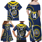 Custom NRL Cowboys NAIDOC Week Family Matching Off Shoulder Maxi Dress and Hawaiian Shirt Keep The Fire Burning Indigenous Art