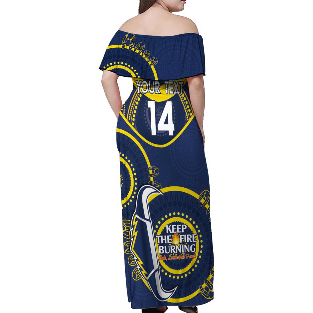 Custom NRL Cowboys NAIDOC Week Family Matching Off Shoulder Maxi Dress and Hawaiian Shirt Keep The Fire Burning Indigenous Art