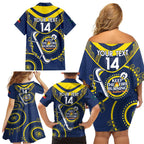 Custom NRL Cowboys NAIDOC Week Family Matching Off Shoulder Short Dress and Hawaiian Shirt Keep The Fire Burning Indigenous Art