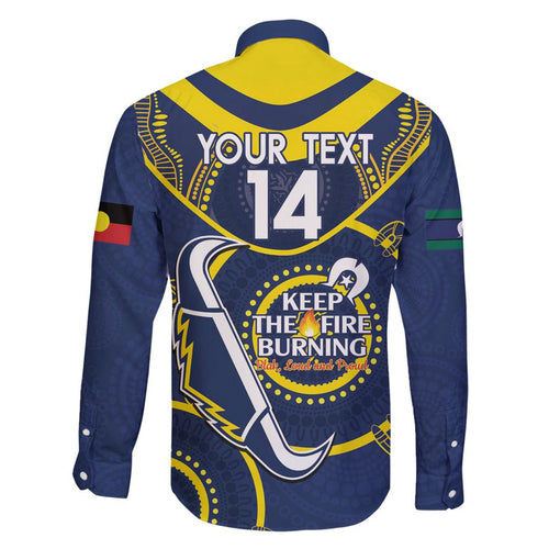 Custom NRL Cowboys NAIDOC Week Family Matching Off Shoulder Short Dress and Hawaiian Shirt Keep The Fire Burning Indigenous Art