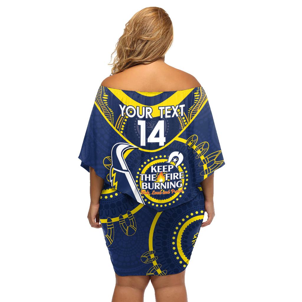 Custom NRL Cowboys NAIDOC Week Family Matching Off Shoulder Short Dress and Hawaiian Shirt Keep The Fire Burning Indigenous Art