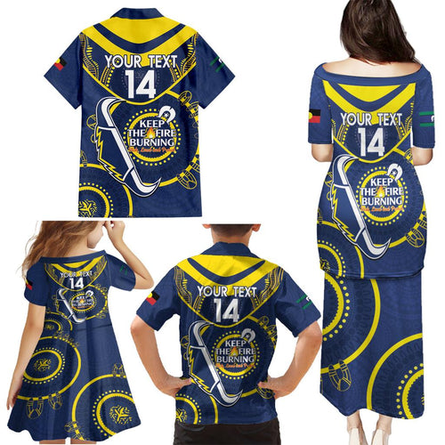 Custom NRL Cowboys NAIDOC Week Family Matching Puletasi and Hawaiian Shirt Keep The Fire Burning Indigenous Art