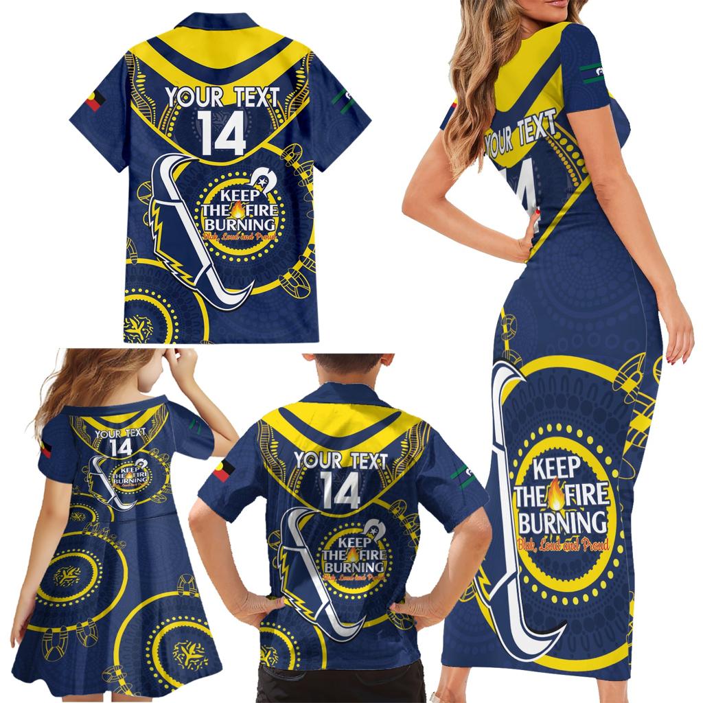 Custom NRL Cowboys NAIDOC Week Family Matching Short Sleeve Bodycon Dress and Hawaiian Shirt Keep The Fire Burning Indigenous Art