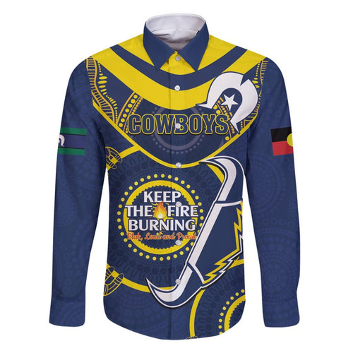 Custom NRL Cowboys NAIDOC Week Family Matching Short Sleeve Bodycon Dress and Hawaiian Shirt Keep The Fire Burning Indigenous Art