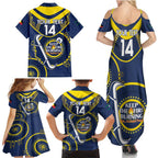 Custom NRL Cowboys NAIDOC Week Family Matching Summer Maxi Dress and Hawaiian Shirt Keep The Fire Burning Indigenous Art