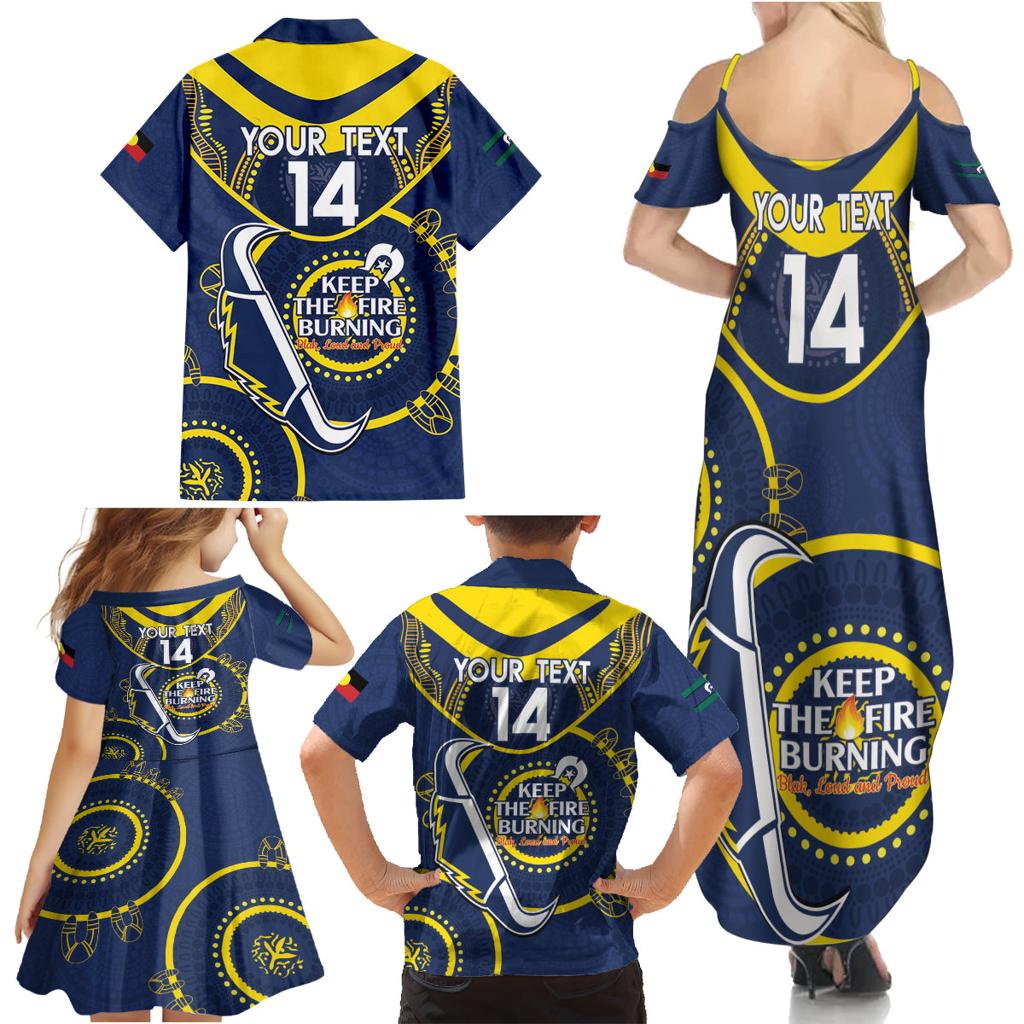 Custom NRL Cowboys NAIDOC Week Family Matching Summer Maxi Dress and Hawaiian Shirt Keep The Fire Burning Indigenous Art