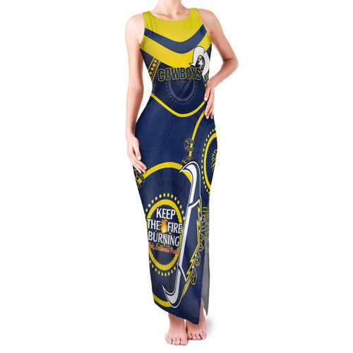 Custom NRL Cowboys NAIDOC Week Family Matching Tank Maxi Dress and Hawaiian Shirt Keep The Fire Burning Indigenous Art