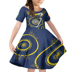 Custom NRL Cowboys NAIDOC Week Kid Short Sleeve Dress Keep The Fire Burning Indigenous Art