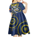Custom NRL Cowboys NAIDOC Week Kid Short Sleeve Dress Keep The Fire Burning Indigenous Art