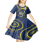 Custom NRL Cowboys NAIDOC Week Kid Short Sleeve Dress Keep The Fire Burning Indigenous Art