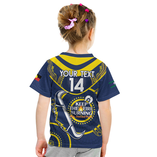 Custom NRL Cowboys NAIDOC Week Kid T Shirt Keep The Fire Burning Indigenous Art