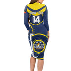 Custom NRL Cowboys NAIDOC Week Long Sleeve Bodycon Dress Keep The Fire Burning Indigenous Art
