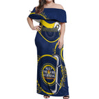 Custom NRL Cowboys NAIDOC Week Off Shoulder Maxi Dress Keep The Fire Burning Indigenous Art