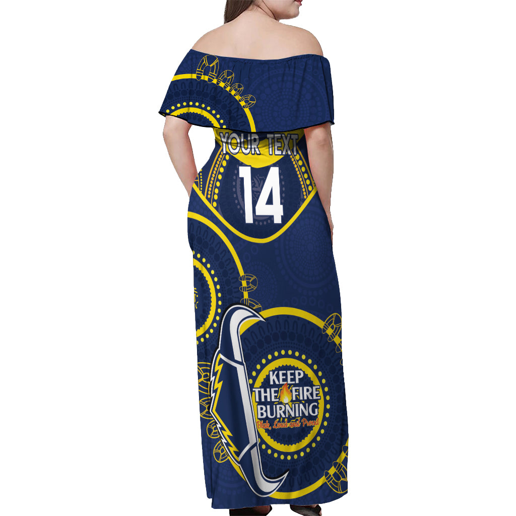 Custom NRL Cowboys NAIDOC Week Off Shoulder Maxi Dress Keep The Fire Burning Indigenous Art