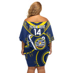 Custom NRL Cowboys NAIDOC Week Off Shoulder Short Dress Keep The Fire Burning Indigenous Art