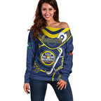 Custom NRL Cowboys NAIDOC Week Off Shoulder Sweater Keep The Fire Burning Indigenous Art