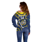 Custom NRL Cowboys NAIDOC Week Off Shoulder Sweater Keep The Fire Burning Indigenous Art