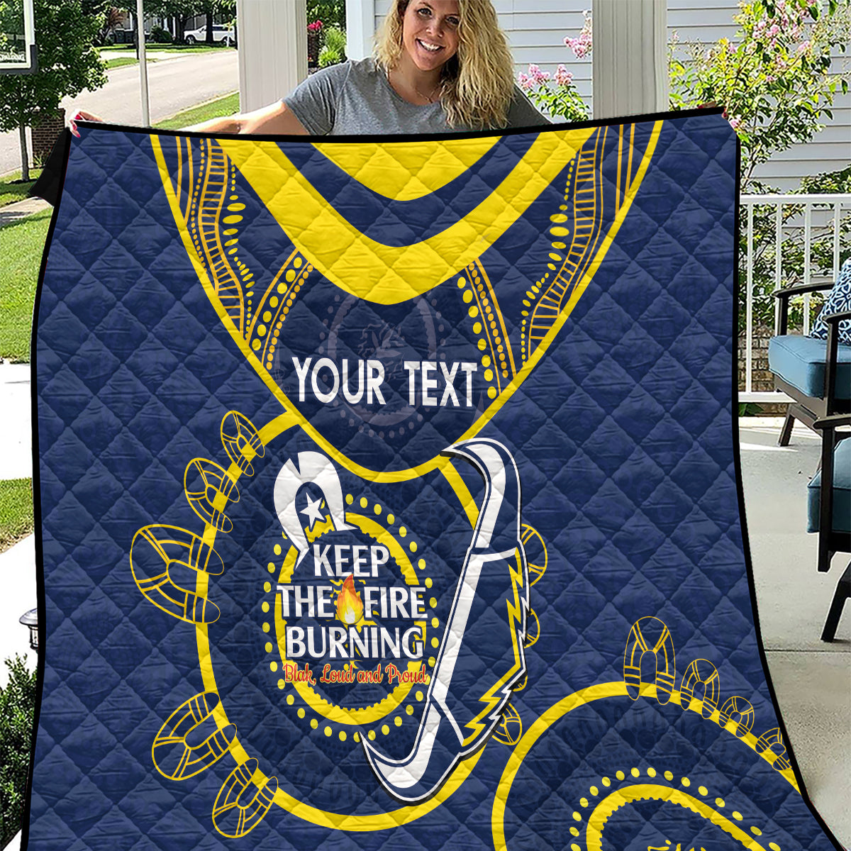 Custom NRL Cowboys NAIDOC Week Quilt Keep The Fire Burning Indigenous Art