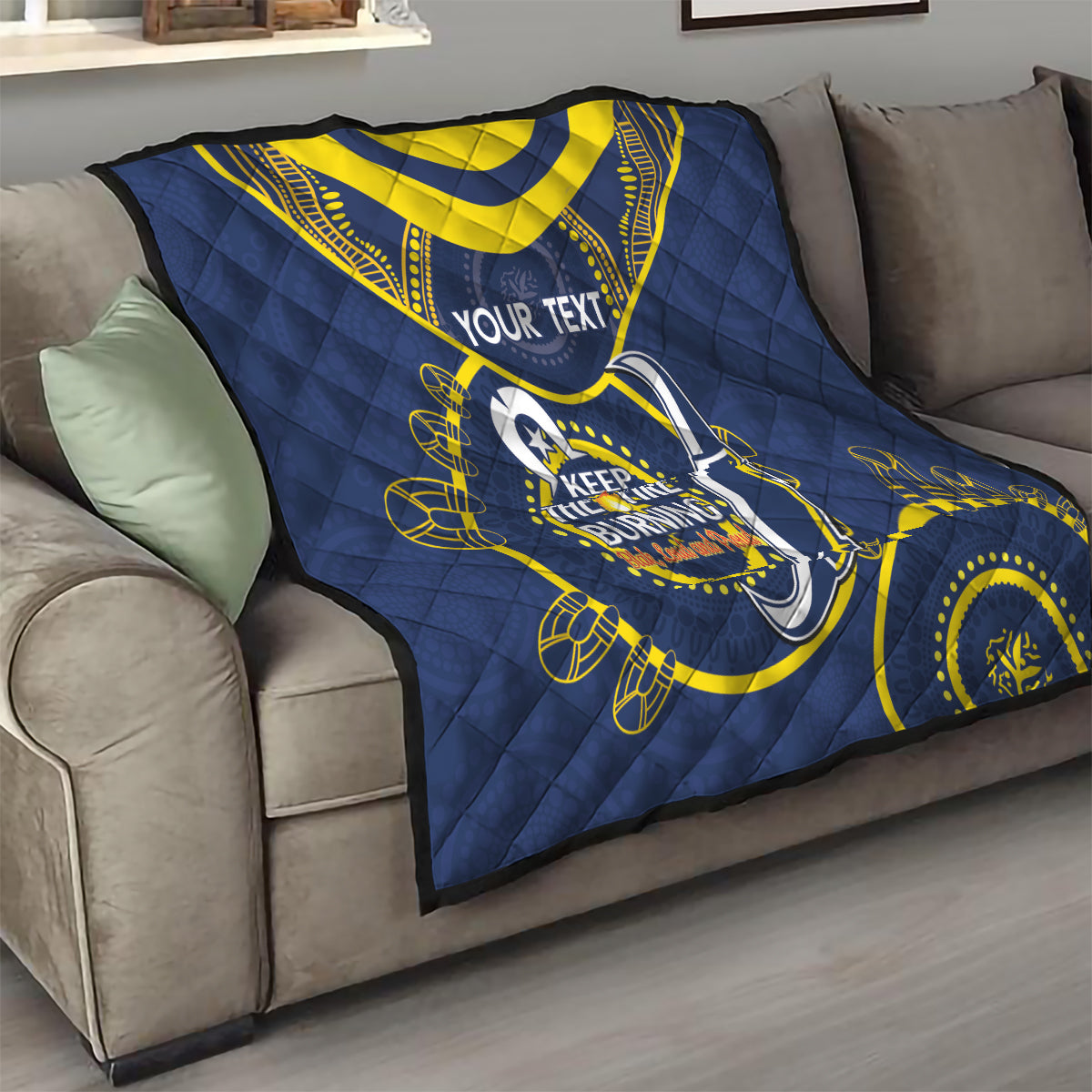 Custom NRL Cowboys NAIDOC Week Quilt Keep The Fire Burning Indigenous Art