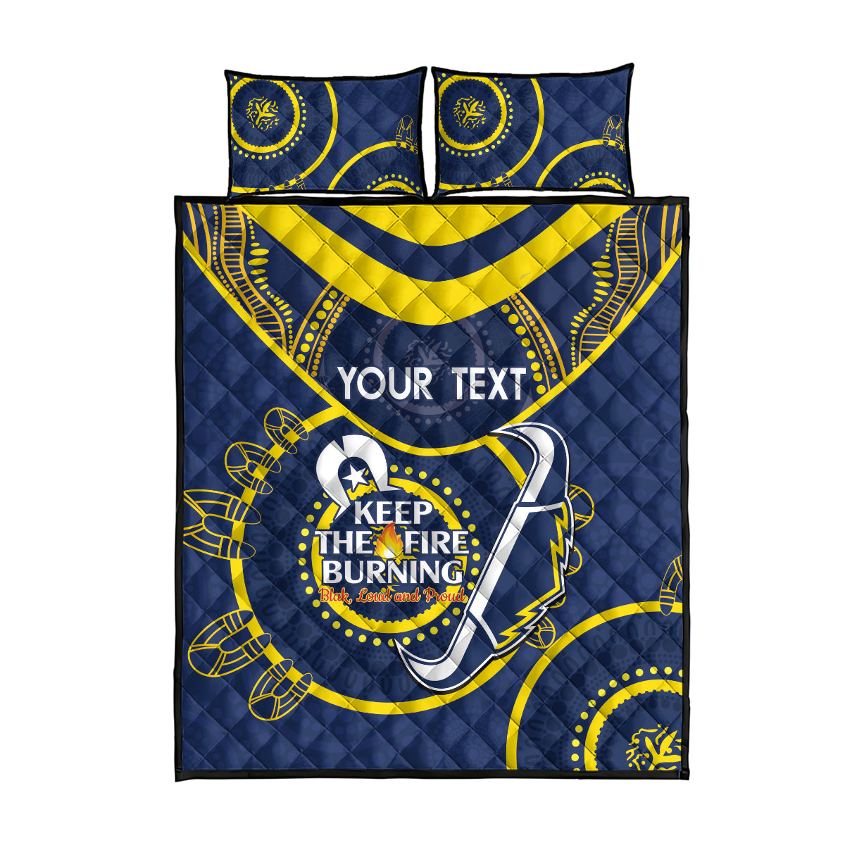 Custom NRL Cowboys NAIDOC Week Quilt Bed Set Keep The Fire Burning Indigenous Art