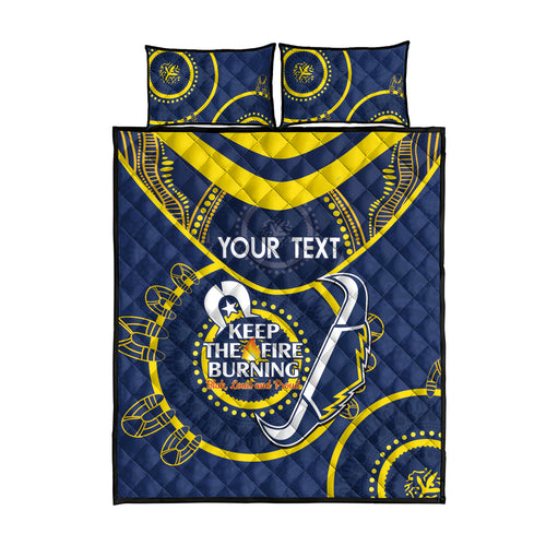 Custom NRL Cowboys NAIDOC Week Quilt Bed Set Keep The Fire Burning Indigenous Art