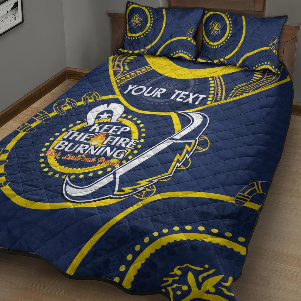 Custom NRL Cowboys NAIDOC Week Quilt Bed Set Keep The Fire Burning Indigenous Art