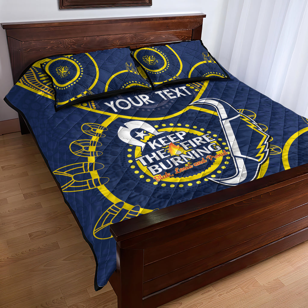 Custom NRL Cowboys NAIDOC Week Quilt Bed Set Keep The Fire Burning Indigenous Art