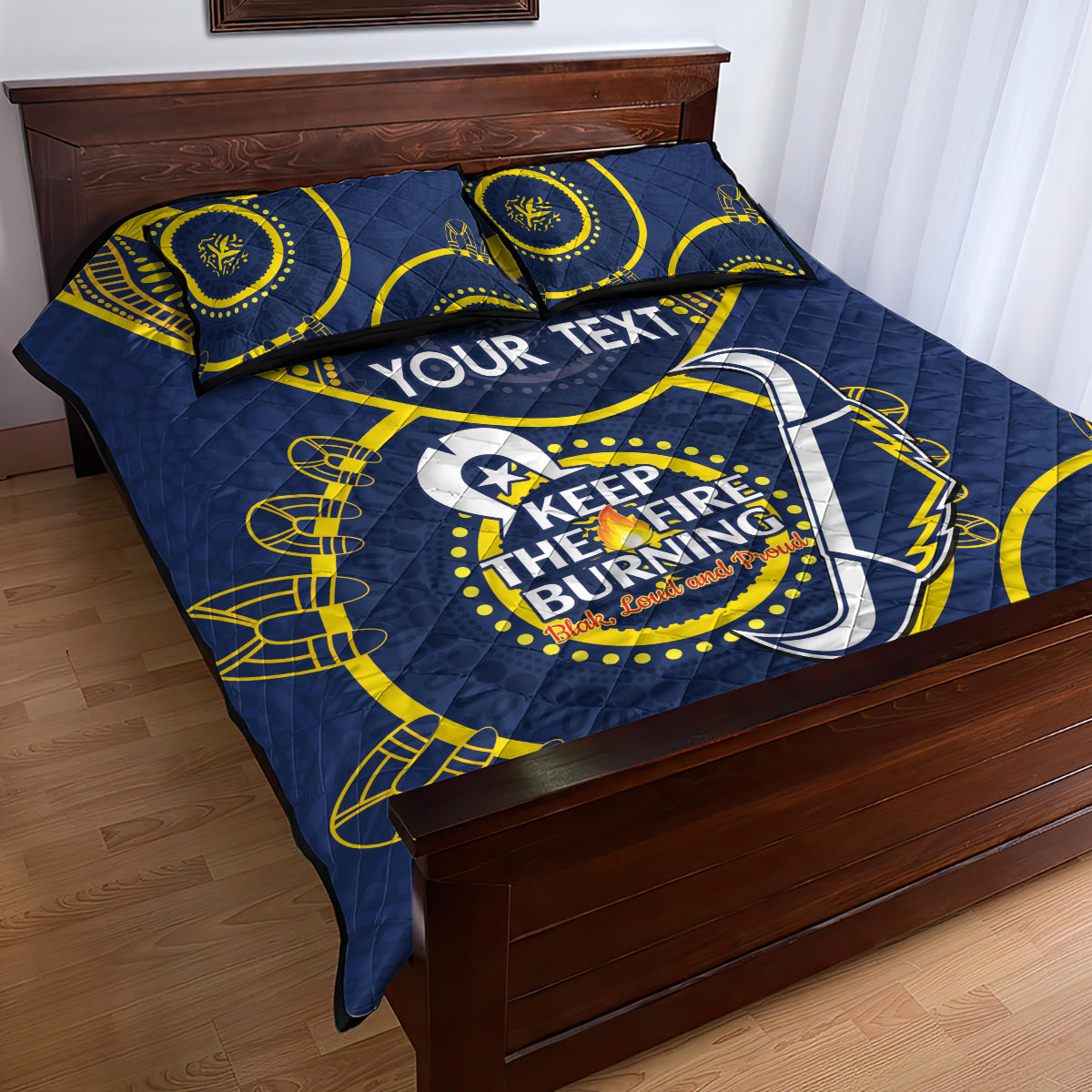 Custom NRL Cowboys NAIDOC Week Quilt Bed Set Keep The Fire Burning Indigenous Art