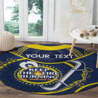 Custom NRL Cowboys NAIDOC Week Round Carpet Keep The Fire Burning Indigenous Art