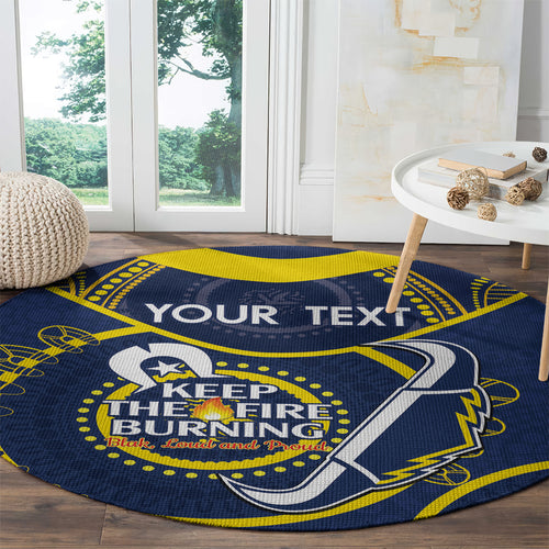 Custom NRL Cowboys NAIDOC Week Round Carpet Keep The Fire Burning Indigenous Art