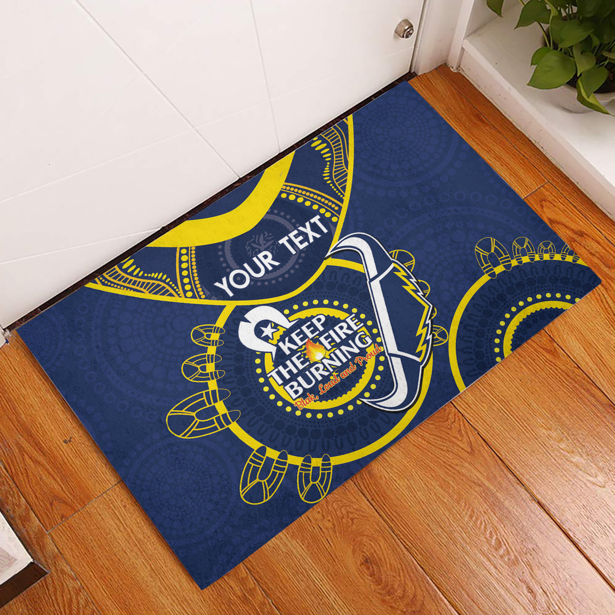 Custom NRL Cowboys NAIDOC Week Rubber Doormat Keep The Fire Burning Indigenous Art