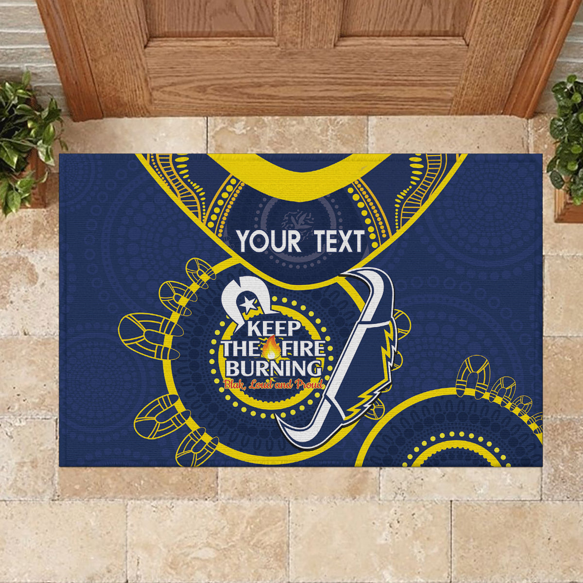 Custom NRL Cowboys NAIDOC Week Rubber Doormat Keep The Fire Burning Indigenous Art