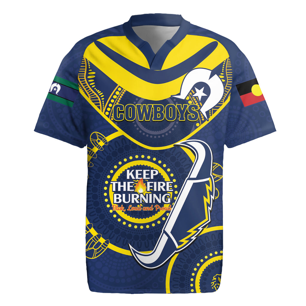 Custom NRL Cowboys NAIDOC Week Rugby Jersey Keep The Fire Burning Indigenous Art