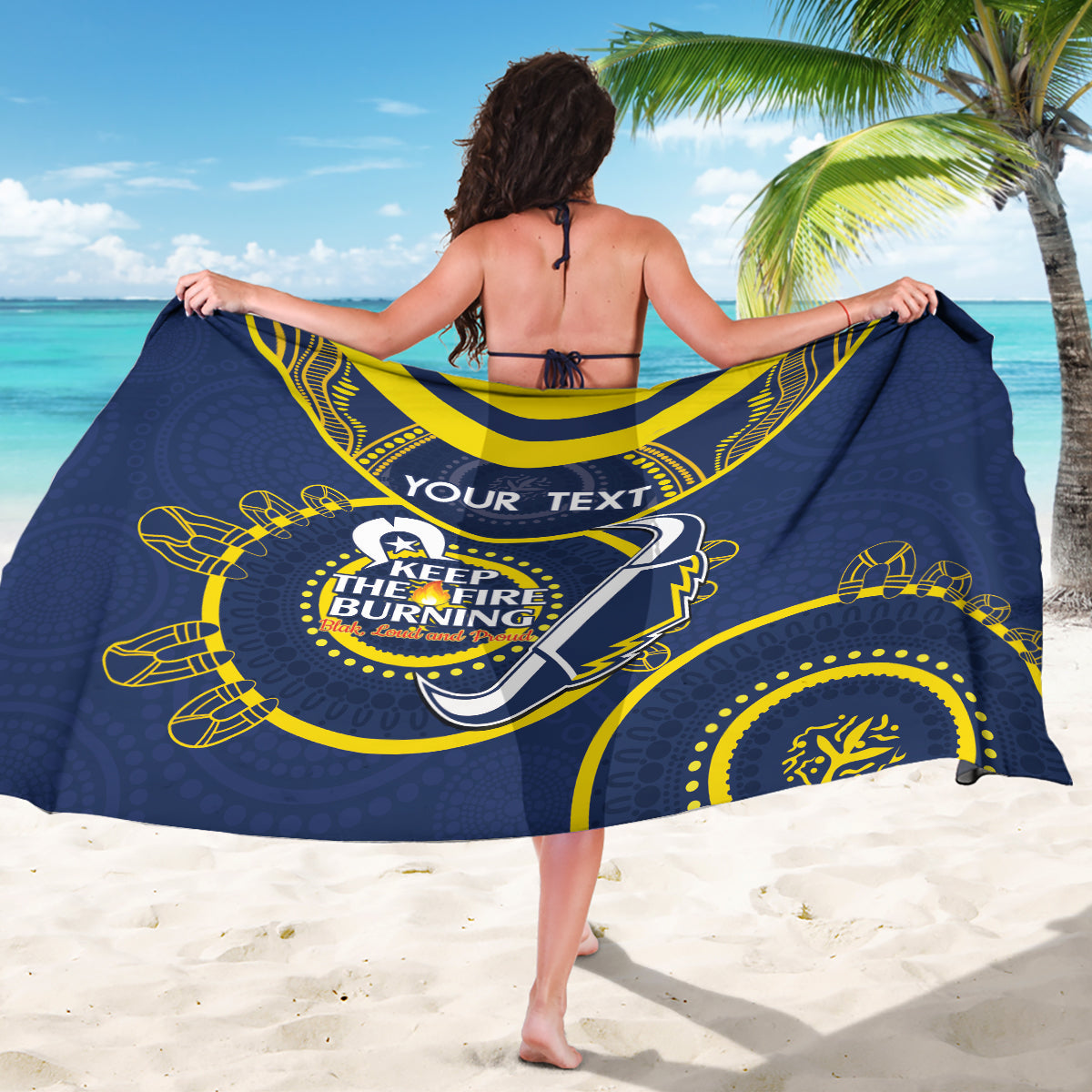 Custom NRL Cowboys NAIDOC Week Sarong Keep The Fire Burning Indigenous Art