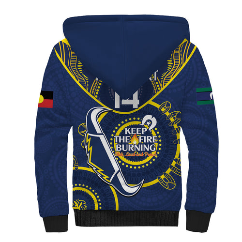 Custom NRL Cowboys NAIDOC Week Sherpa Hoodie Keep The Fire Burning Indigenous Art
