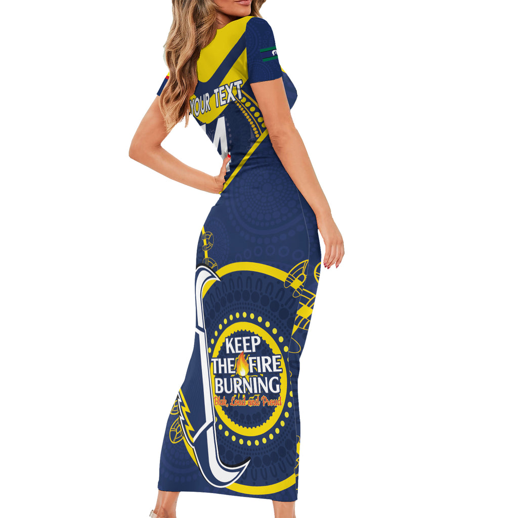 Custom NRL Cowboys NAIDOC Week Short Sleeve Bodycon Dress Keep The Fire Burning Indigenous Art