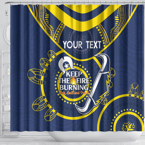 Custom NRL Cowboys NAIDOC Week Shower Curtain Keep The Fire Burning Indigenous Art