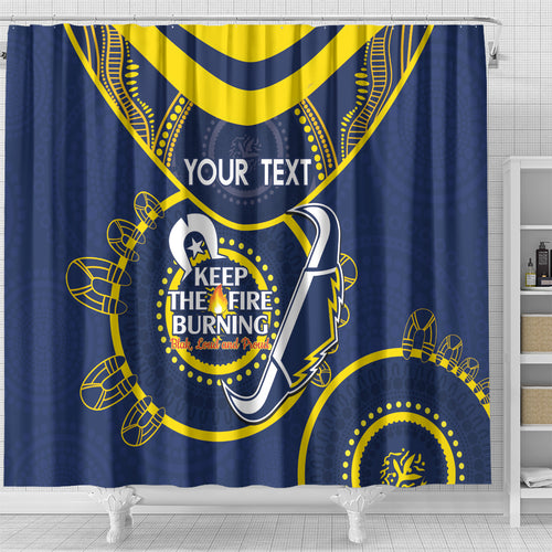 Custom NRL Cowboys NAIDOC Week Shower Curtain Keep The Fire Burning Indigenous Art