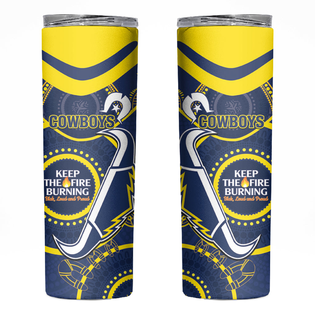 NRL Cowboys NAIDOC Week Skinny Tumbler Keep The Fire Burning Indigenous Art