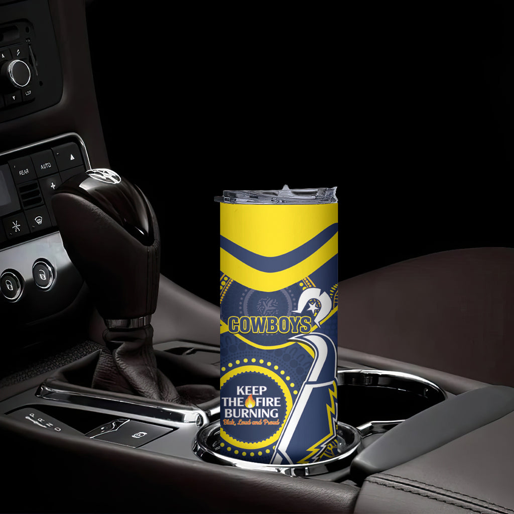 NRL Cowboys NAIDOC Week Skinny Tumbler Keep The Fire Burning Indigenous Art