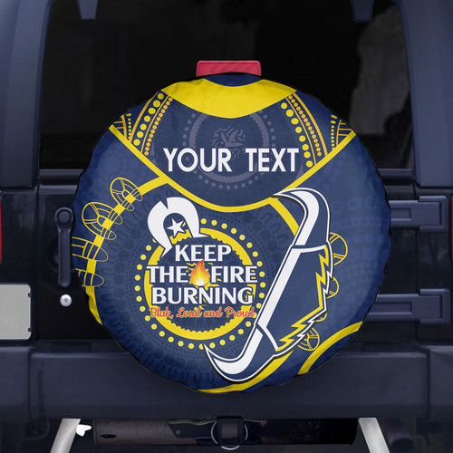 Custom NRL Cowboys NAIDOC Week Spare Tire Cover Keep The Fire Burning Indigenous Art
